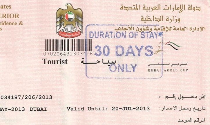 tourist visa from india to dubai