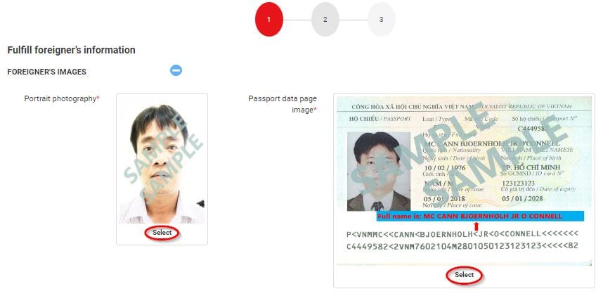 Vietnam E-visa official website - Upload your photo and passport